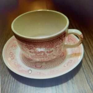 Pink Transferware Teacup and Saucer Set